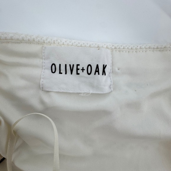 Olive + Oak Cream Knit Crocheted V Neck Bodycon Mini Dress‎ Large Boho Festival - Picture 6 of 9